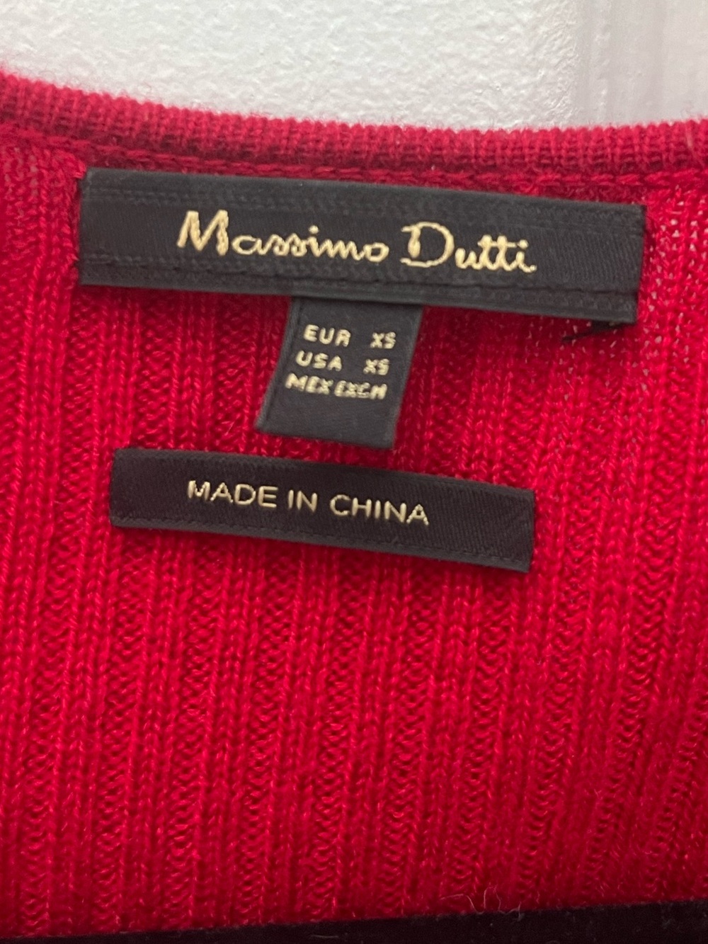 Massimo Dutti Open-Front Red Ribbed Cardigan - Picture 4 of 7